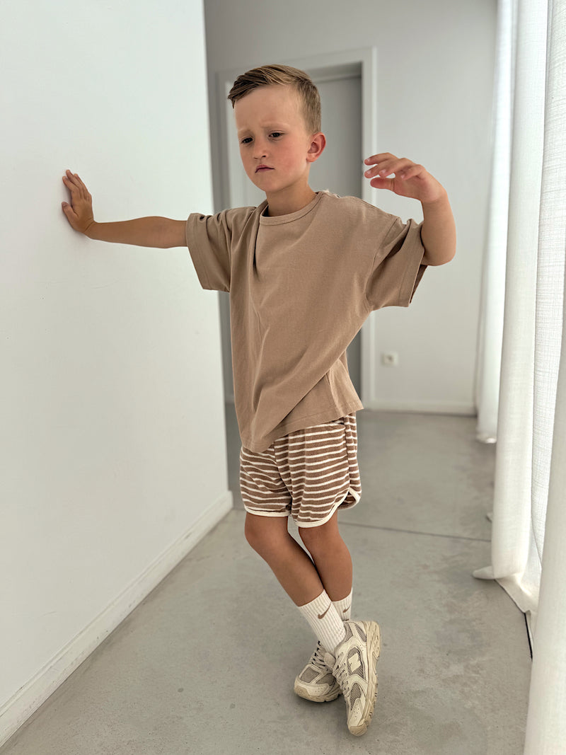 Short terry stripe beige
