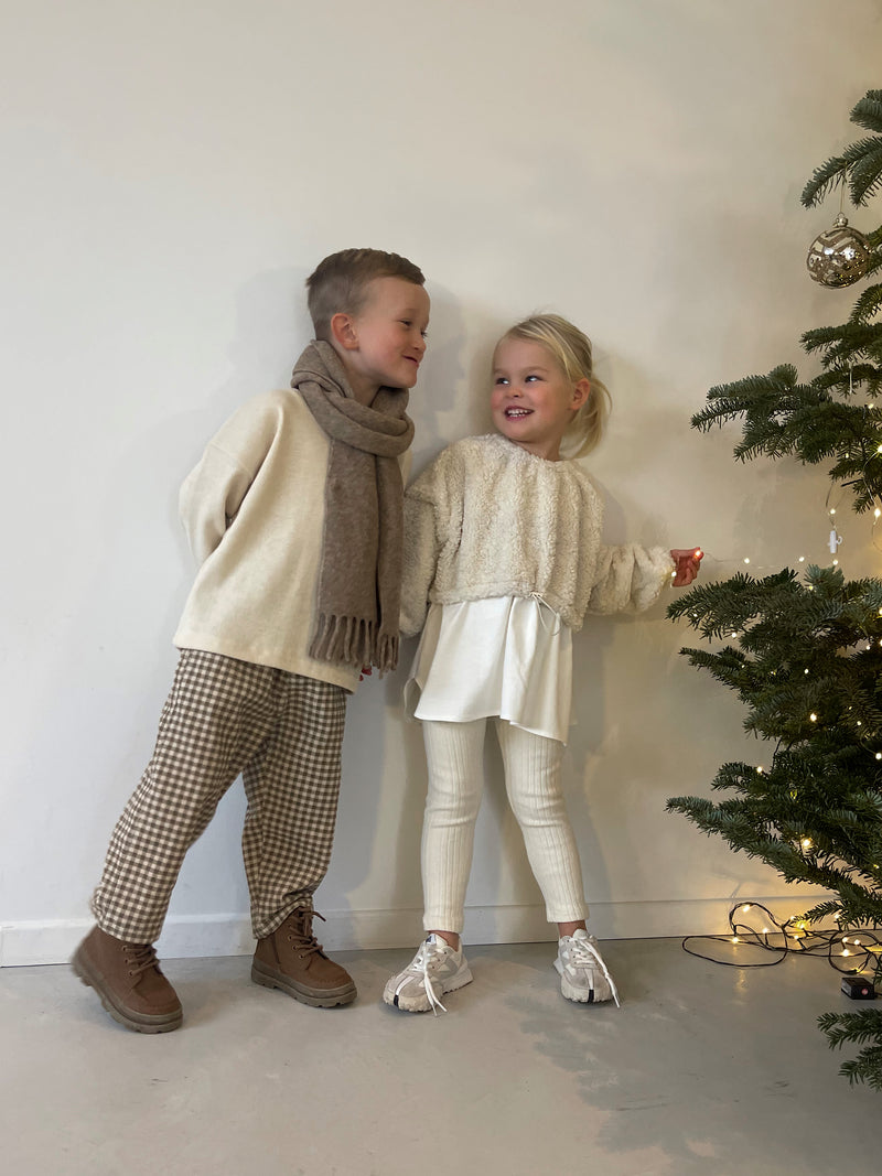 Pantalon côtelé check beige