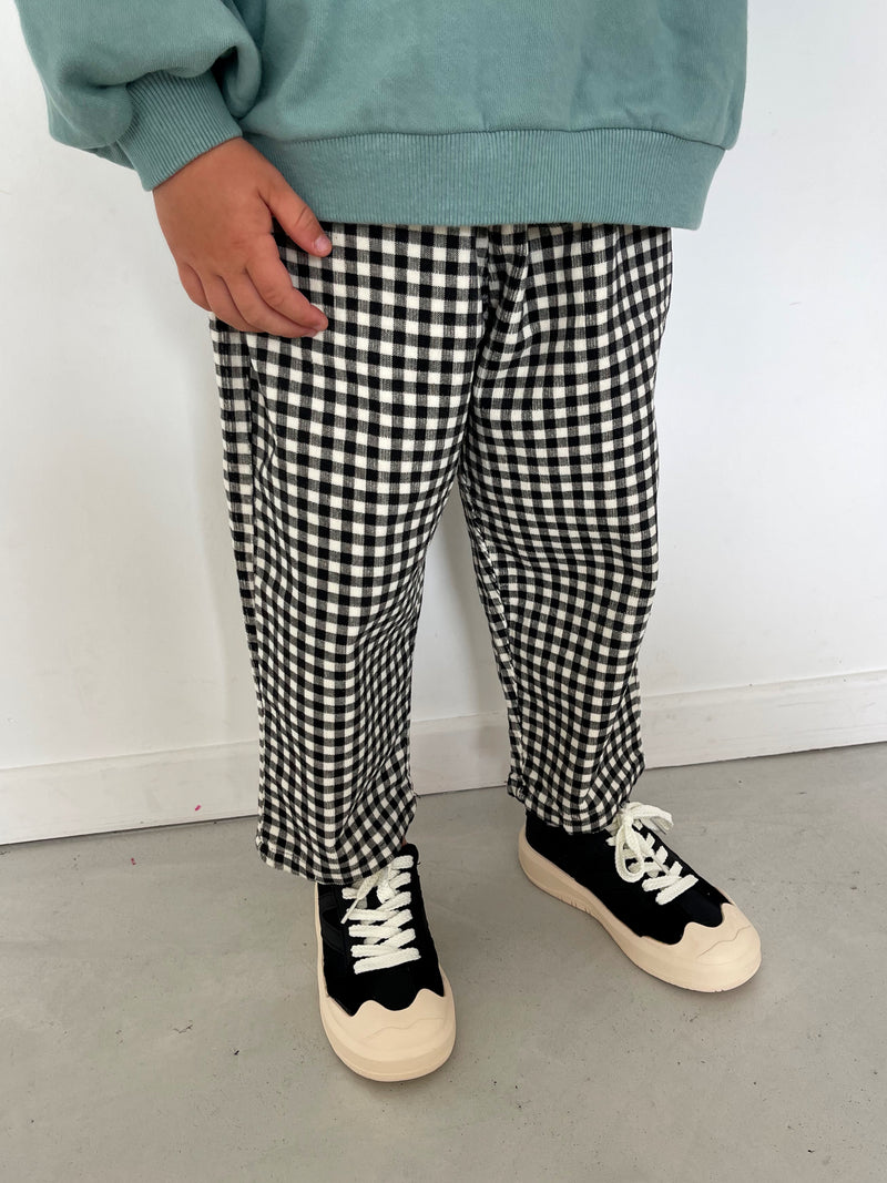 Pantalon côtelé check noir