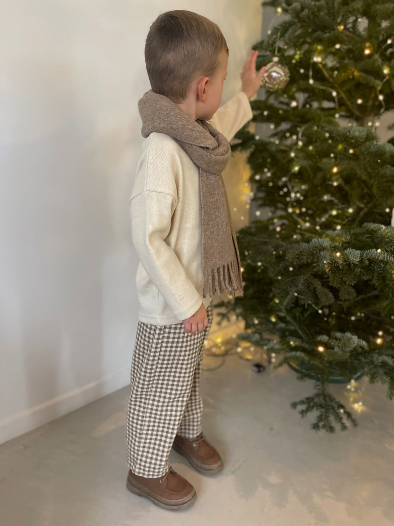 Pantalon côtelé check beige
