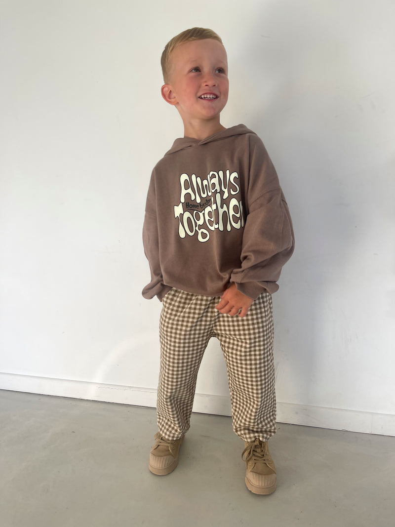 Pantalon côtelé check beige