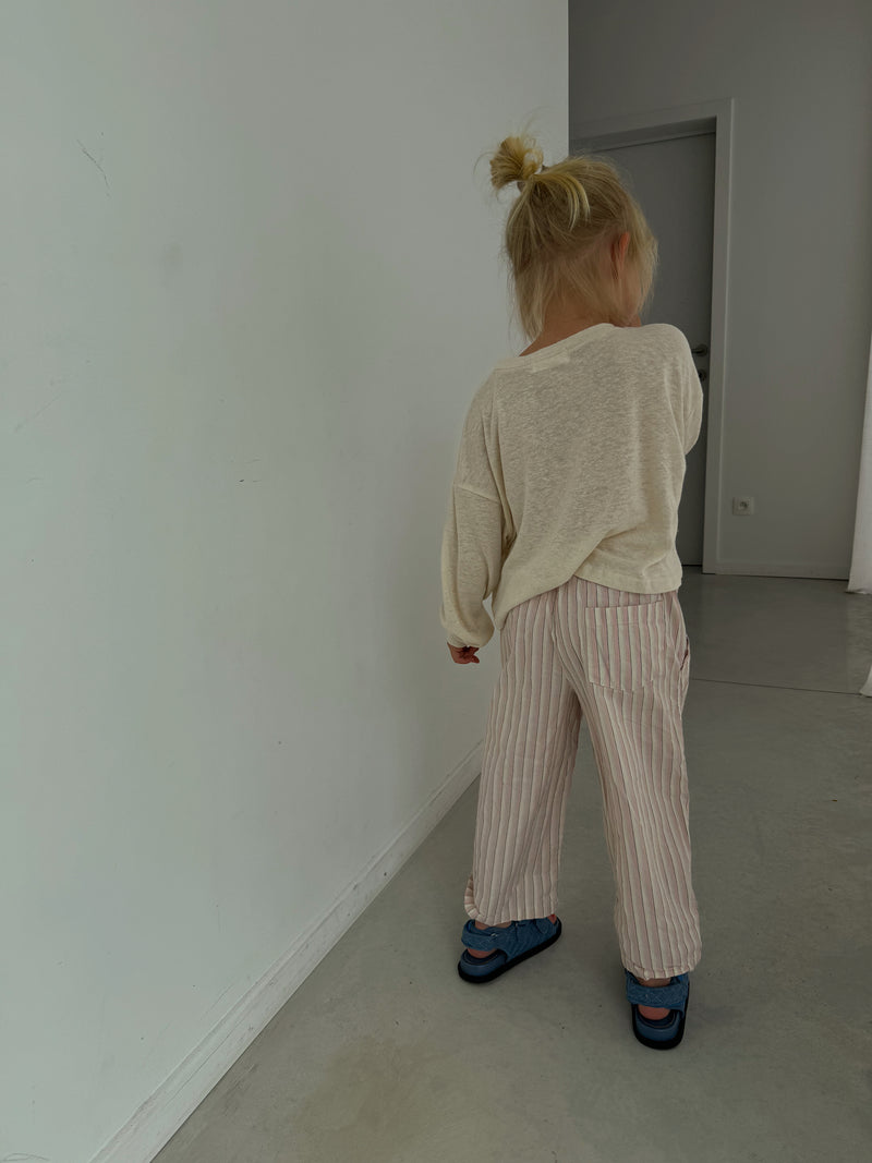 Wide stripes pink pants