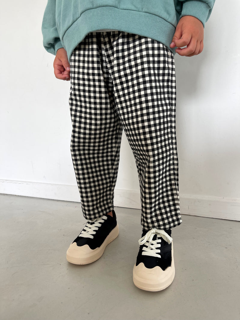 Pantalon côtelé check noir