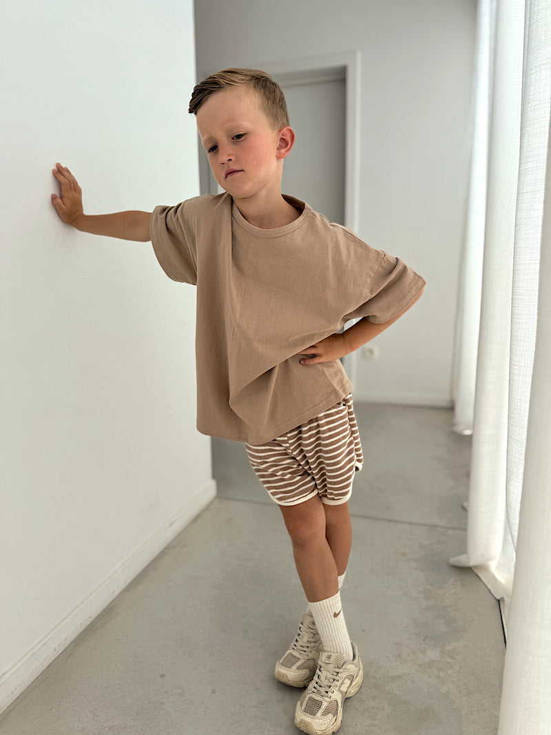 Short terry stripe beige