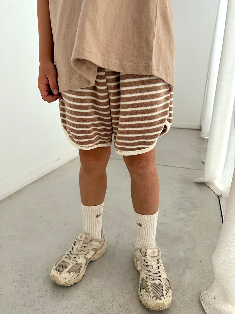 Short terry stripe beige