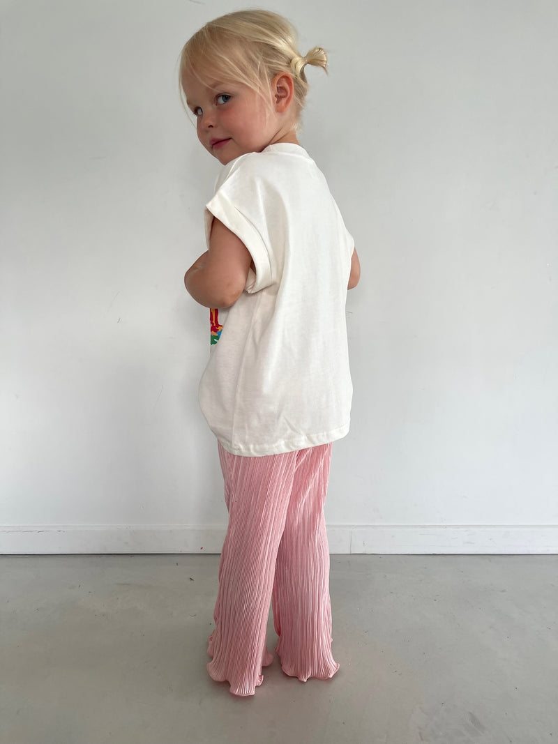 Pantalon pleats bootscut rose
