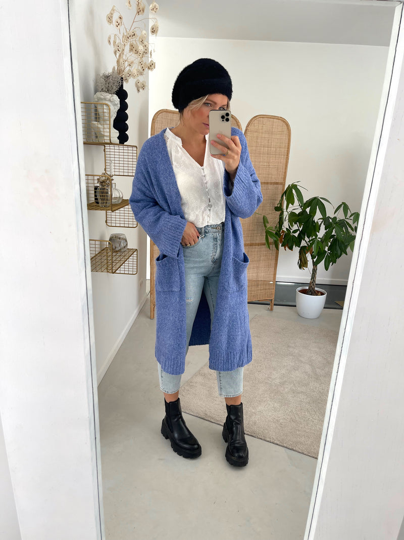 Long gilet bleu