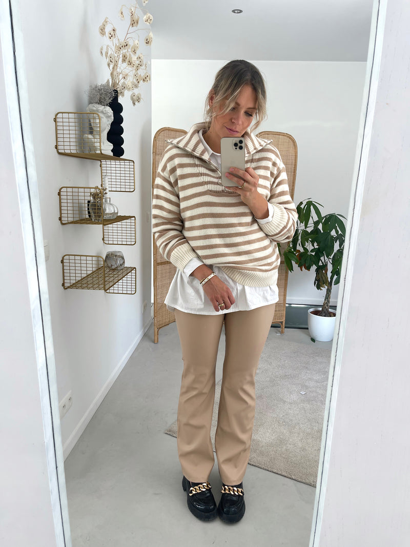 Pantalon simili beige