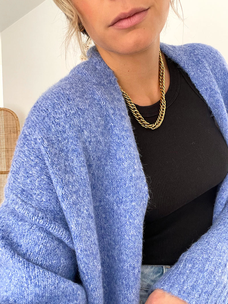 Long gilet bleu