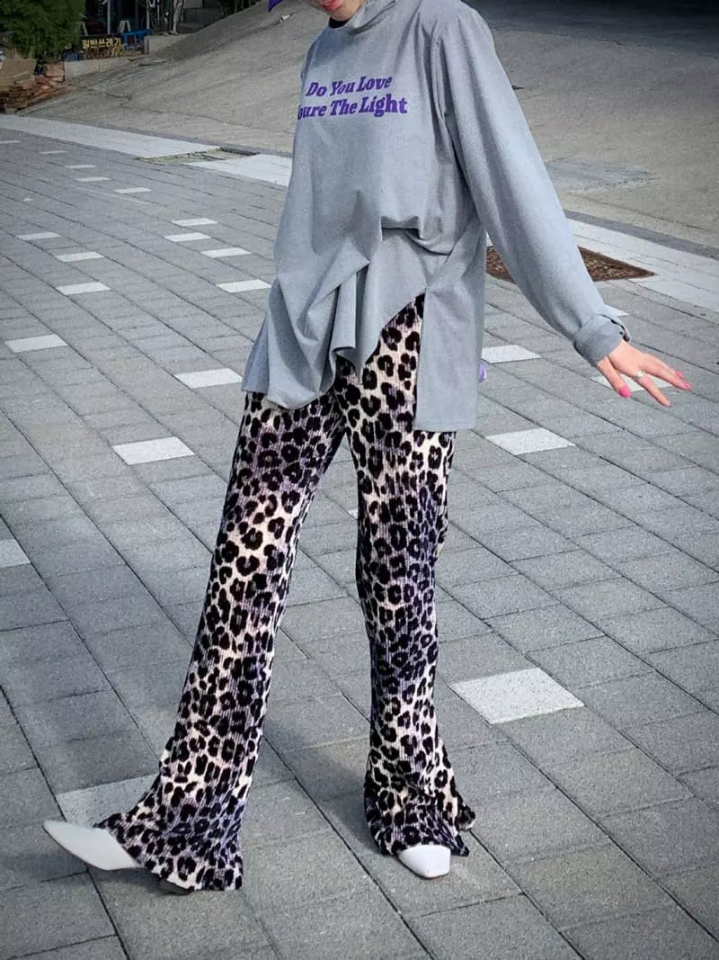 Leopard slit pants