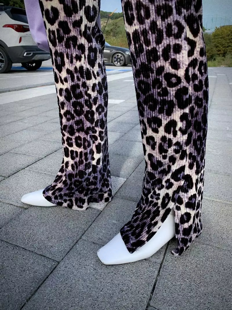 Leopard slit pants