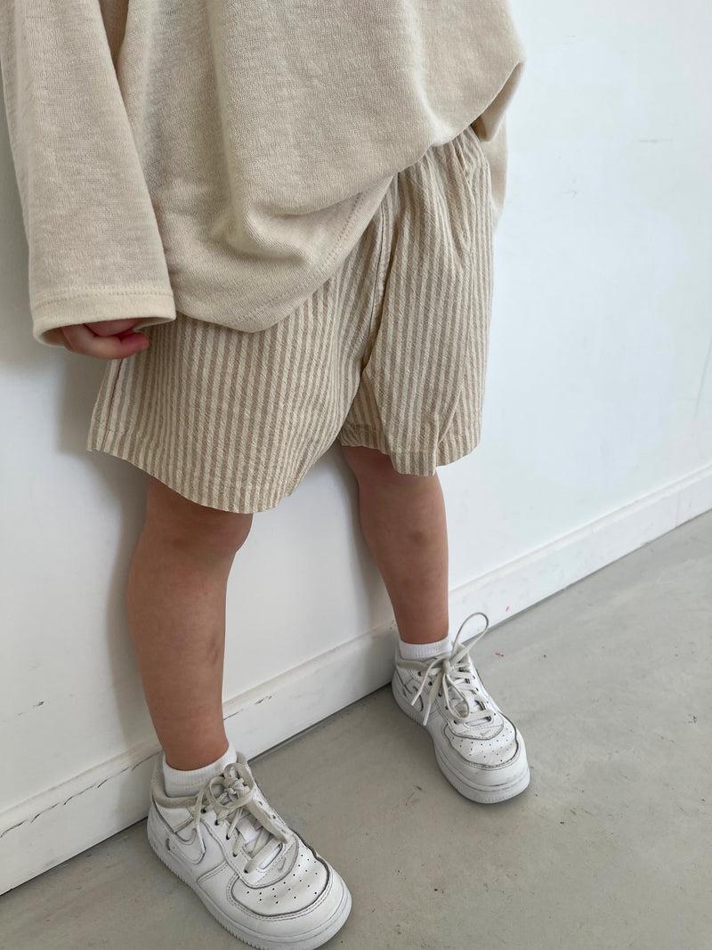 Short butter stripes beige