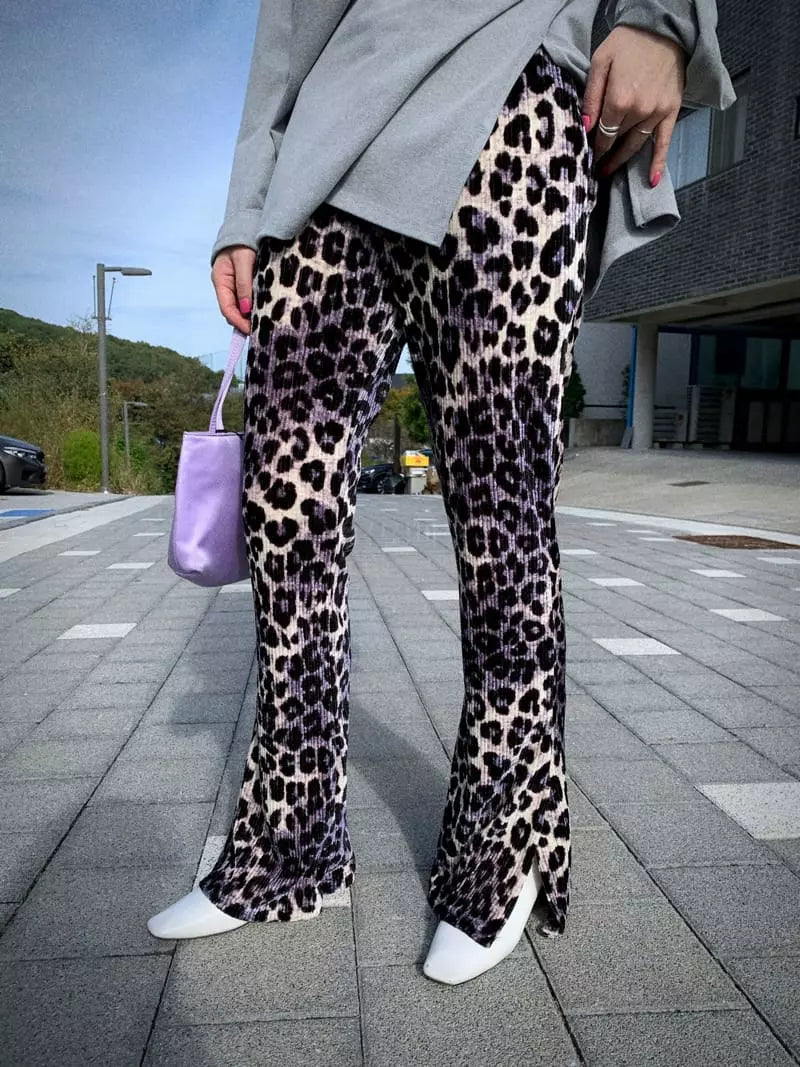 Leopard slit pants