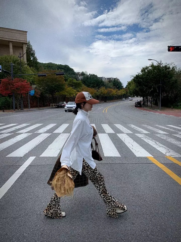 Leopard slit pants