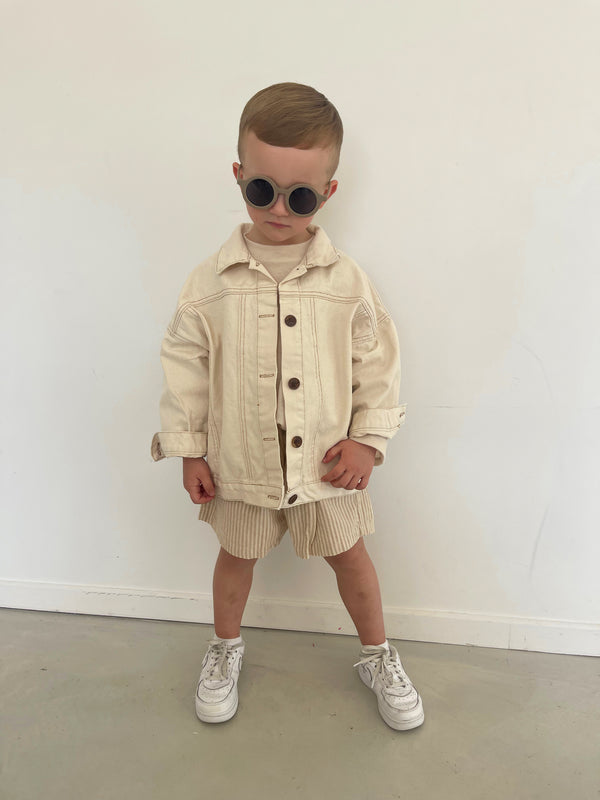 Short butter stripes beige